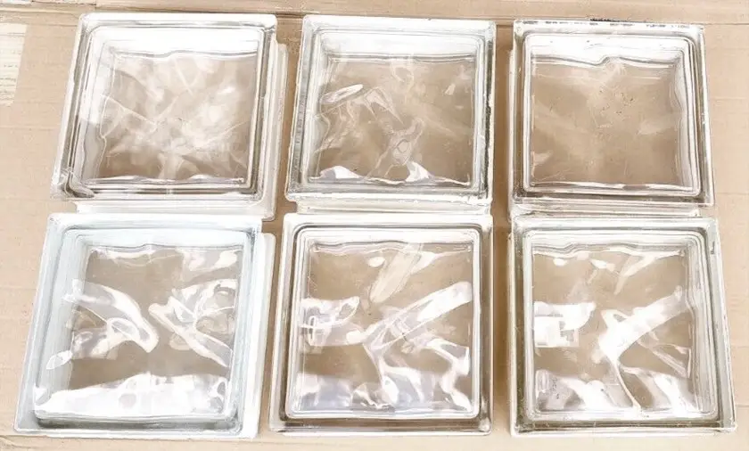 5x Used Wavy Glass Brick/Block Architectural Privacy Wall Square, 190x 190x 80mm - image 3 | Free standard UK delivery included | Discount Quality Products