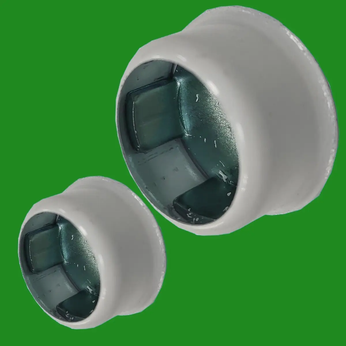 2x 19mm 3/4" White Invisible Rail End Sockets Wardrobe, Curtain Pole Supports