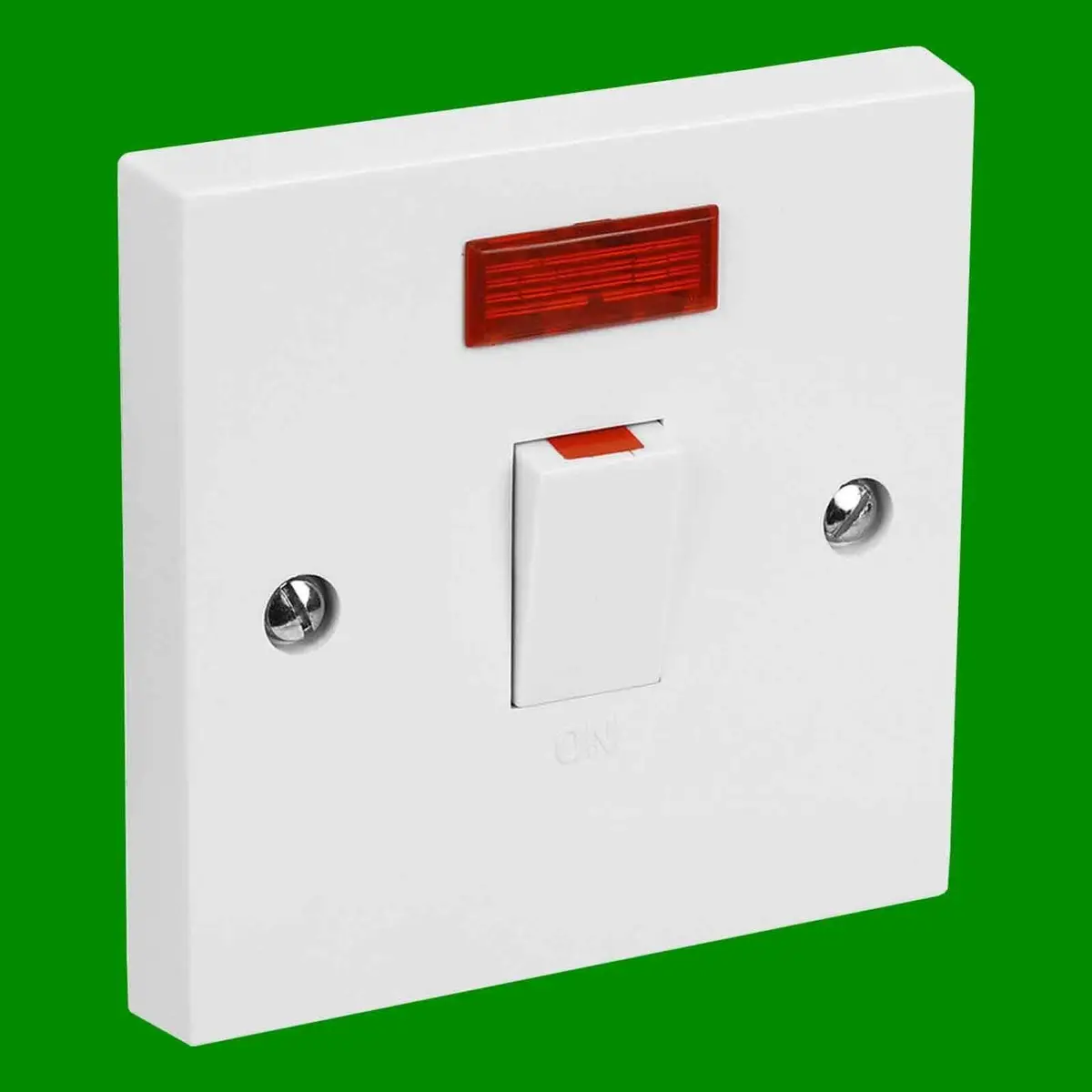 1x White 1 Gang Double Pole DP Control Switch Isolator with Neon Light 20A, 250V