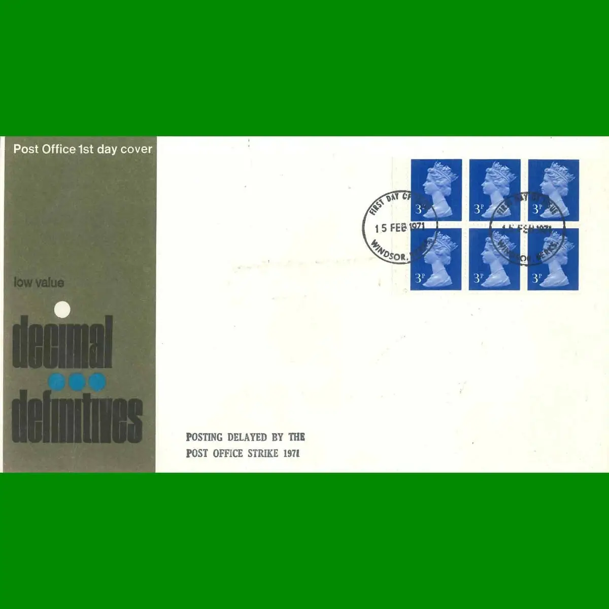 FDC Decimal Definitives Commemorative Post Office First Day Cover, 15.2.1971