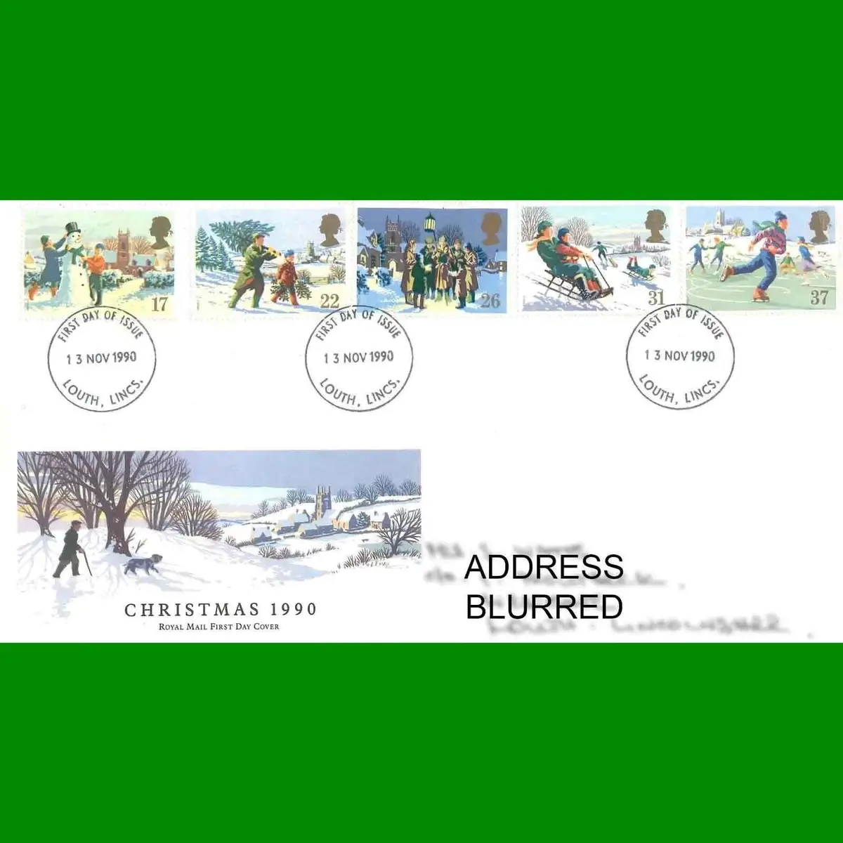 FDC Christmas 1990 Commemorative Royal Mail First Day Cover, 13.11.1990