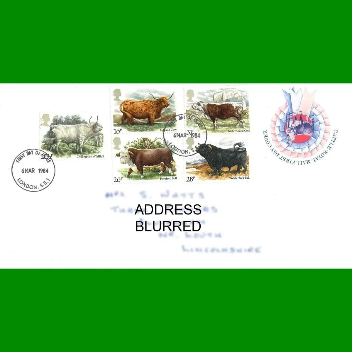 FDC Cattle Commemorative Royal Mail First Day Cover, 6.3.1984