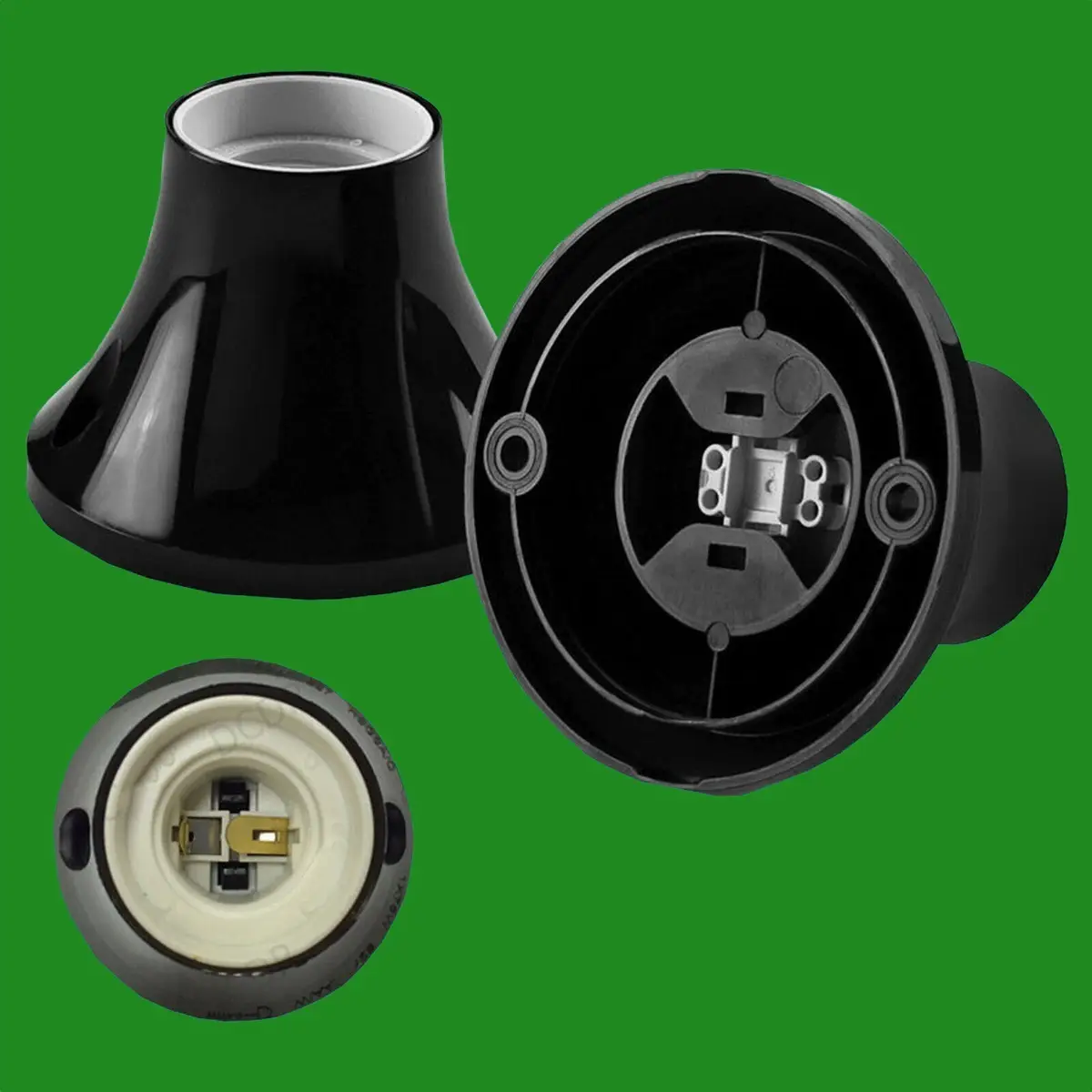 1x Edison Screw Black Batten Lamp Holder ES E27 Light Bulb Wall Fixing Socket