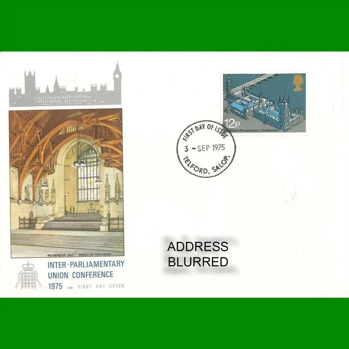 FDC 62nd Inter-Parliamentary Union Conference London First Day Cover, 3.9.1975