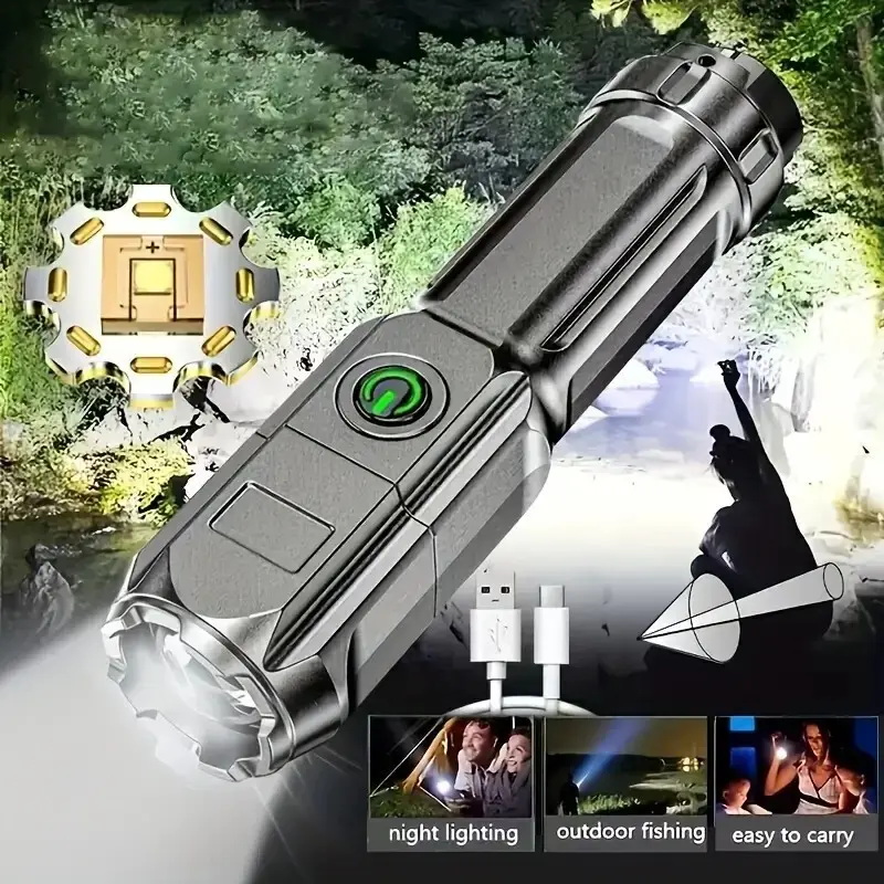 LED Flashlight Zoomable Torch USB Rechargeable, Outdoor Camping, Hiking & Indoor - image 6 | Free standard UK delivery included | Discount Quality Products