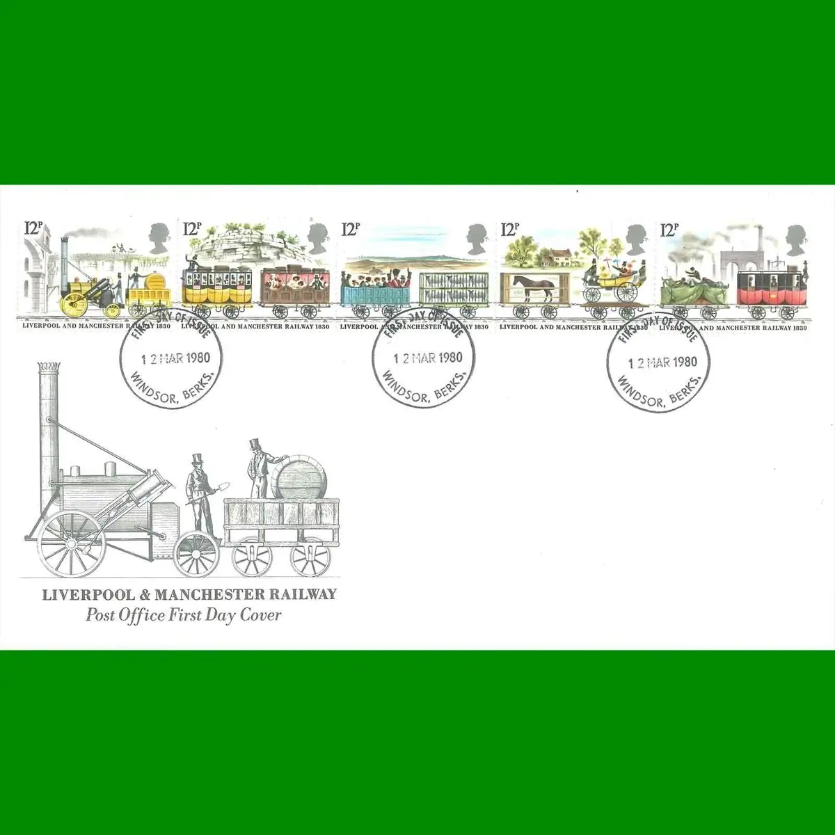 FDC Liverpool &amp; Manchester Railway, Post Office First Day Cover Stamps 12.3.1980