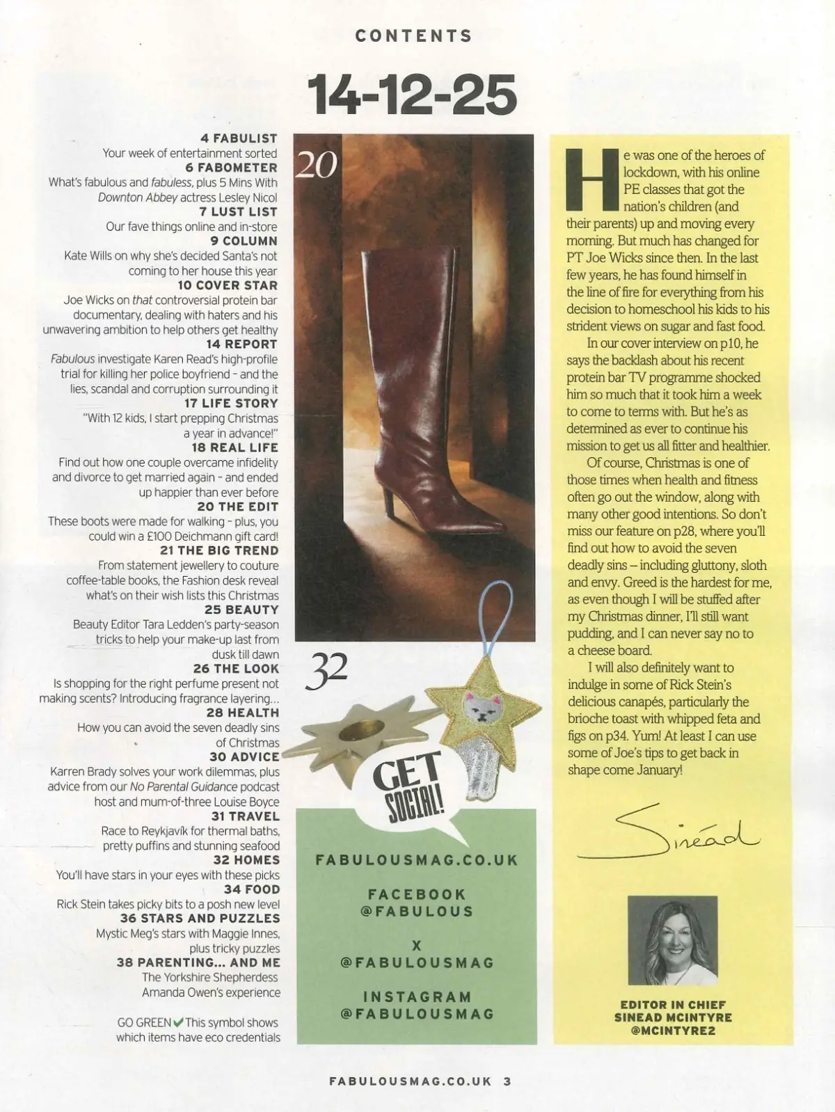 Fabulous Magazine: Joe Wicks, Lesley Nicol, Amanda Owen, Karren Brady, 14.12.25 - image 3 | Free standard UK delivery included | Discount Quality Products