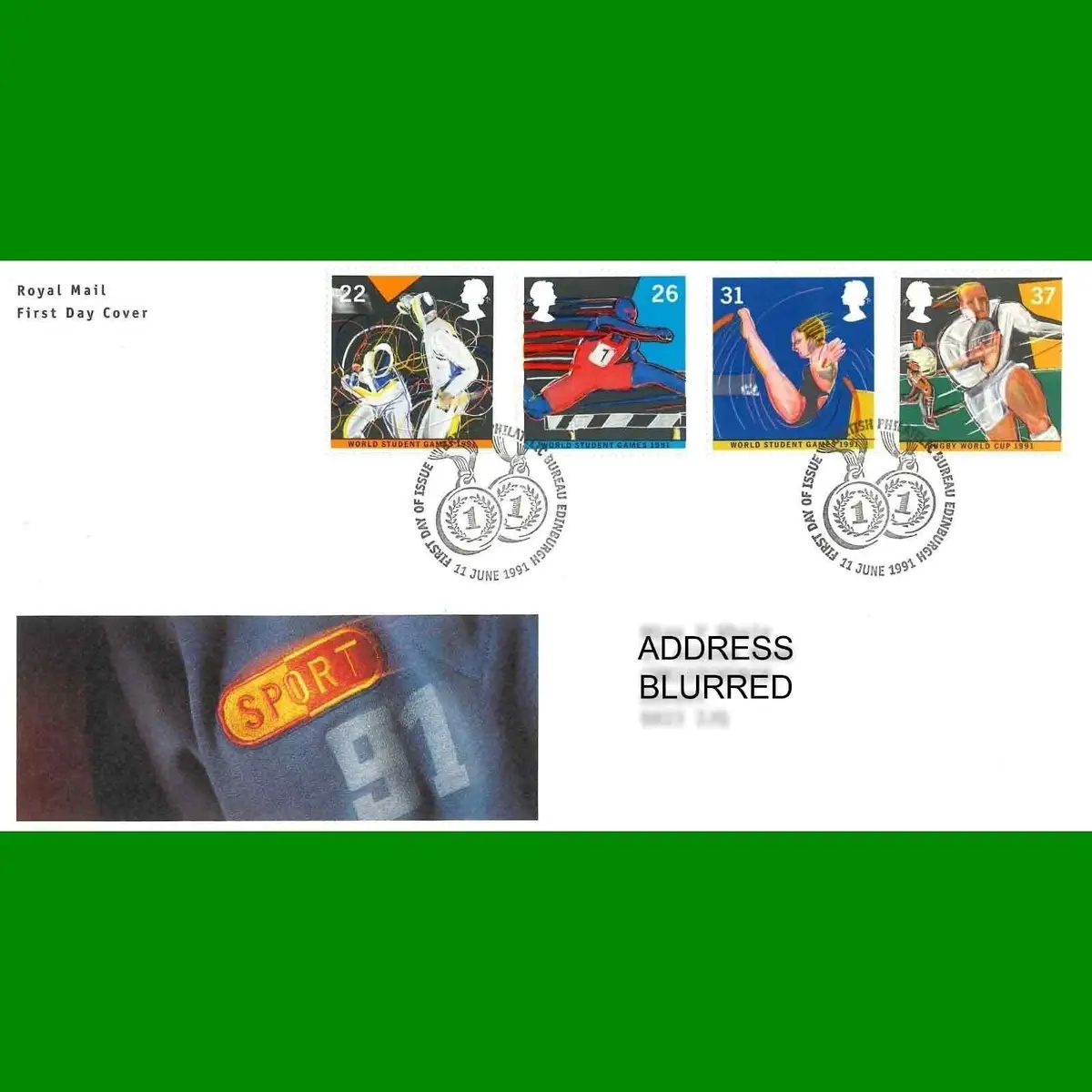 FDC Sport Commemorative Royal Mail First Day Cover Stamps, 11.6.1991