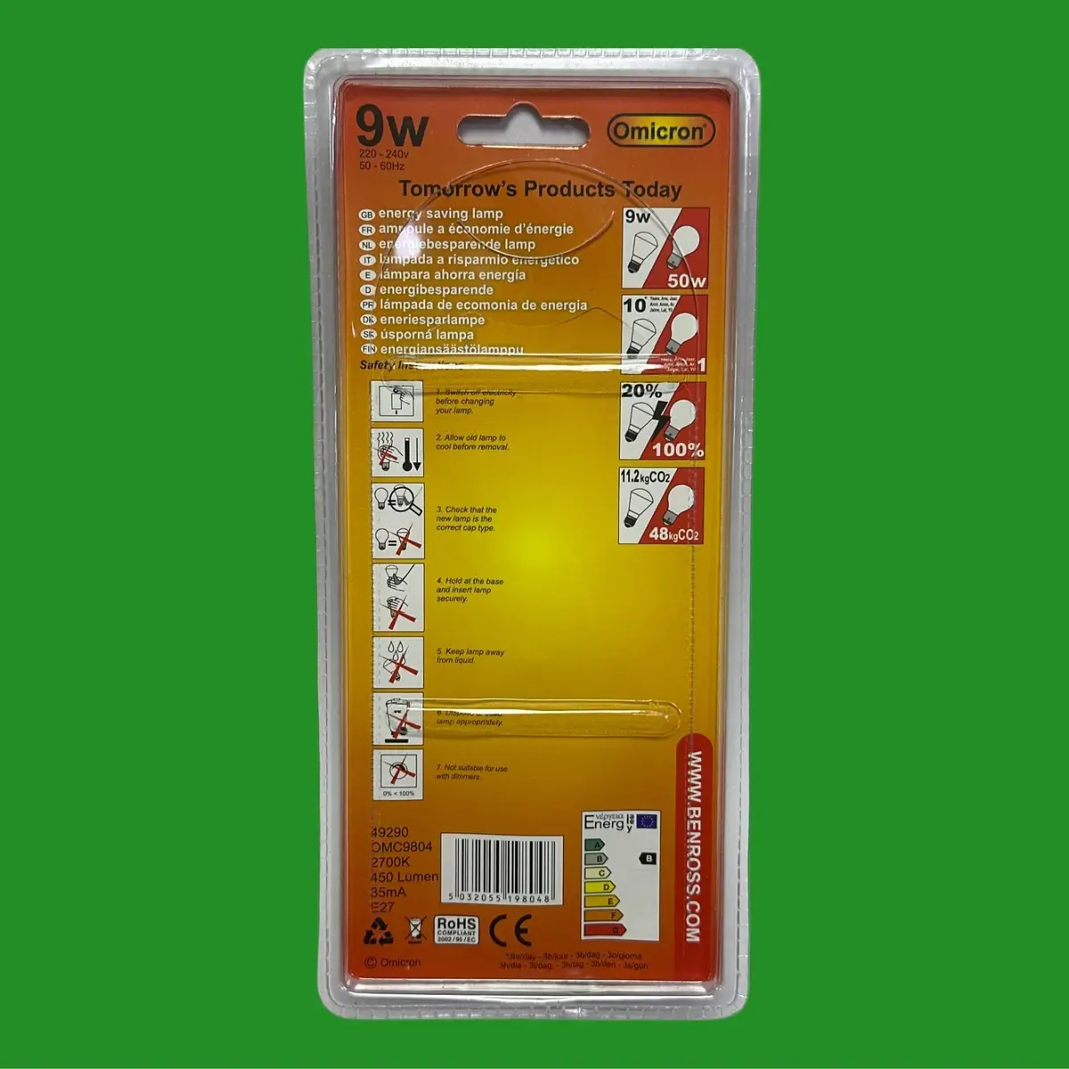 2x 9W (=50W) Omicron CFL R63 Low Energy Reflector Spot Light ES E27 Light Bulbs - image 6 | Free standard UK delivery included | Discount Quality Products