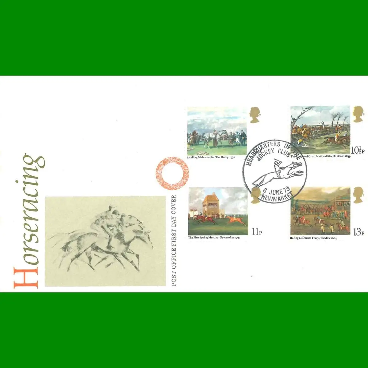 FDC Horseracing Stamps, Commemorative Post Office First Day Cover, 6.6.1979