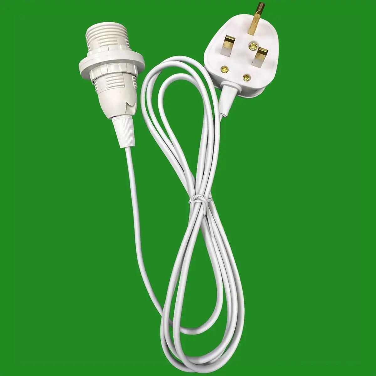 E14 SES White Unswitched UK 3 Pin Plug Lamp, Light Bulb Holder Salt Table Desk - image 2 | Free standard UK delivery included | Discount Quality Products