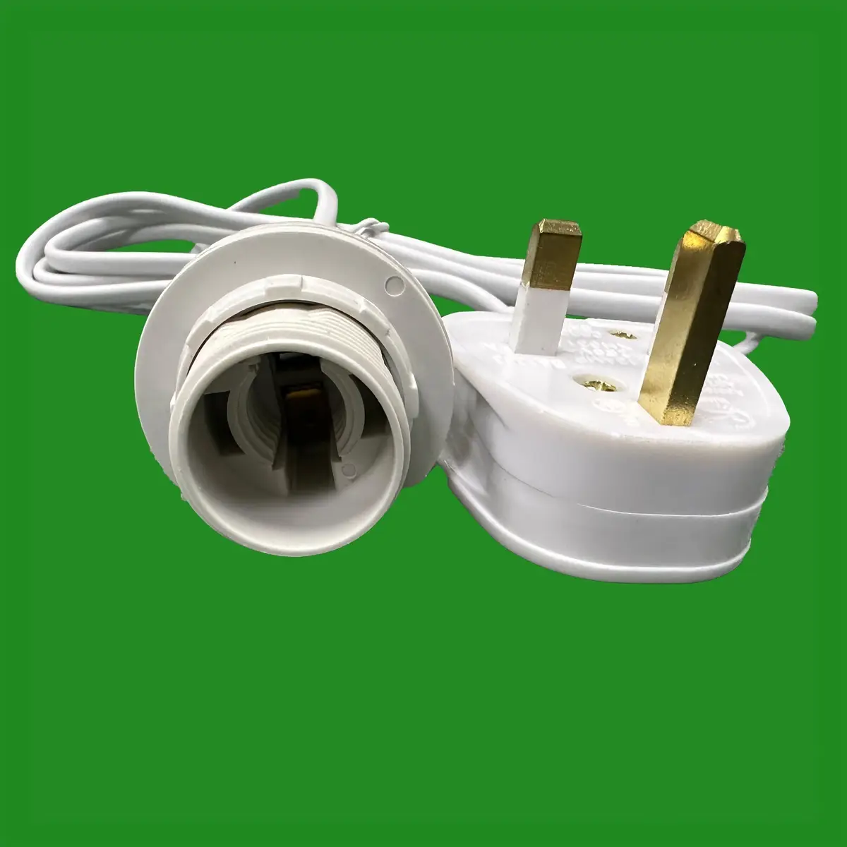E14 SES White Unswitched UK 3 Pin Plug Lamp, Light Bulb Holder Salt Table Desk - image 3 | Free standard UK delivery included | Discount Quality Products