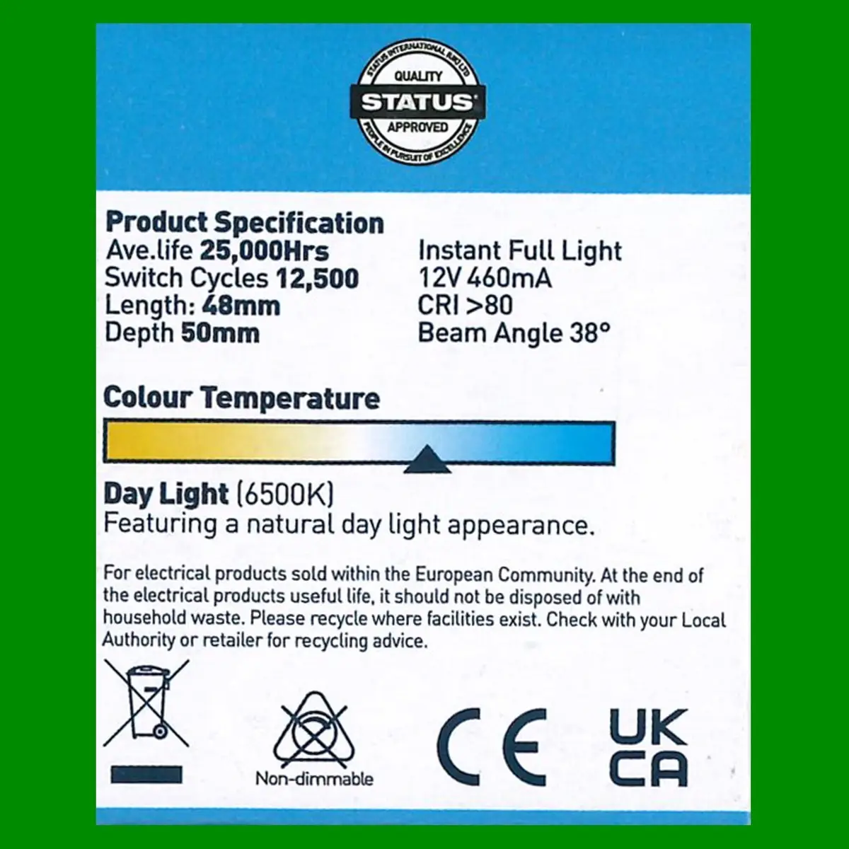 4x 4.5W (=35W) LED MR16, GU5.3, Daylight 6500K Reflector Spot Light Bulb Lamps - image 3 | Free standard UK delivery included | Discount Quality Products