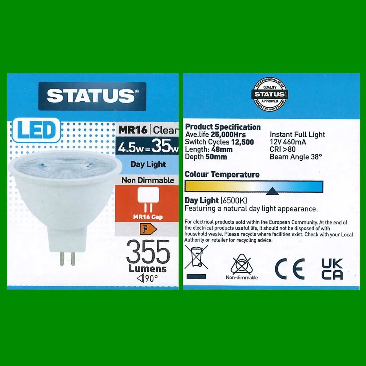 4x 4.5W (=35W) LED MR16, GU5.3, Daylight 6500K Reflector Spot Light Bulb Lamps - image 4 | Free standard UK delivery included | Discount Quality Products