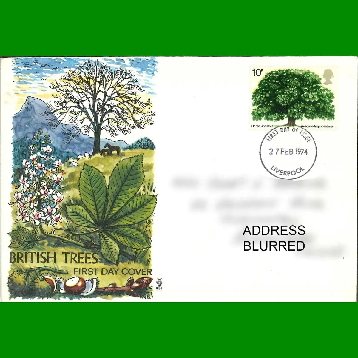 FDC British Trees Commemorative Royal Mail First Day Cover Stamps, 27.2.1974