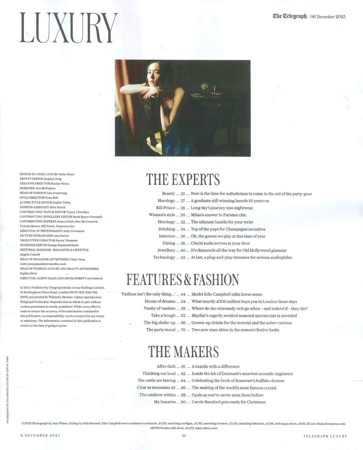 Telegraph Luxury Magazine: Edie Campbell, Carole Bamford, Fashion, 6.12.25 - image 3 | Free standard UK delivery included | Discount Quality Products
