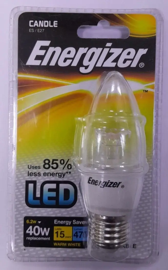 6.2W (=40W) Dimmable LED Clear 2700K ES E27 Edison Screw Candle Light Bulb