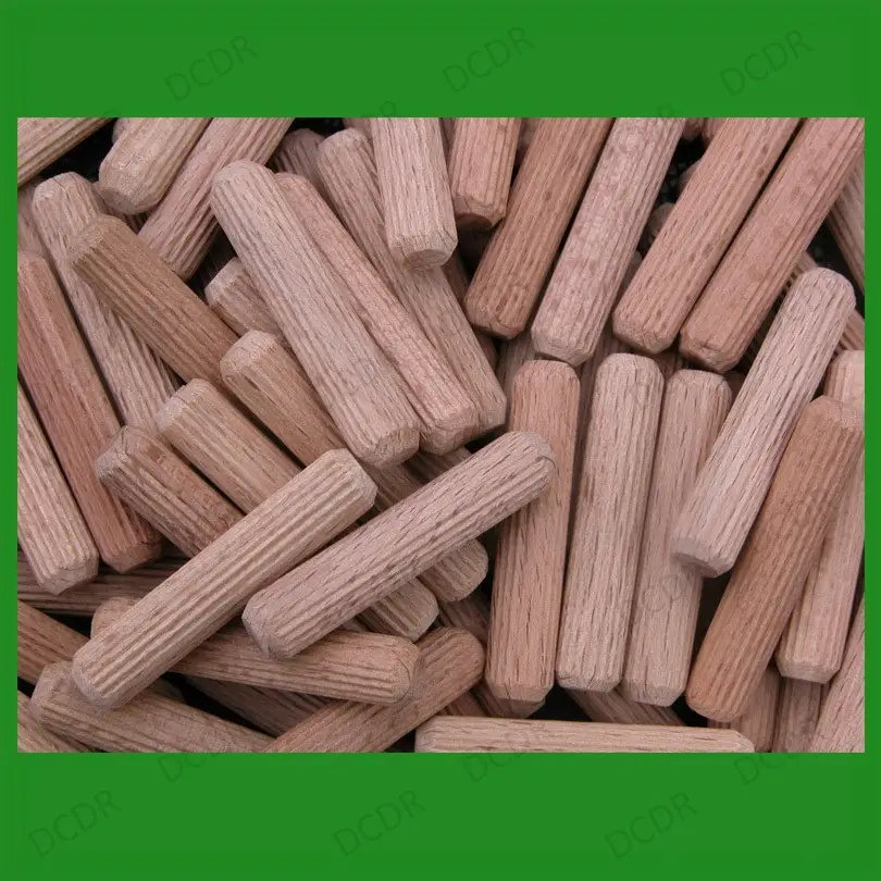 100x 40mm Fluted 8mm Diameter Hardwood Dowels, Fixing, Wooden Plugs, Pegs, Pins
