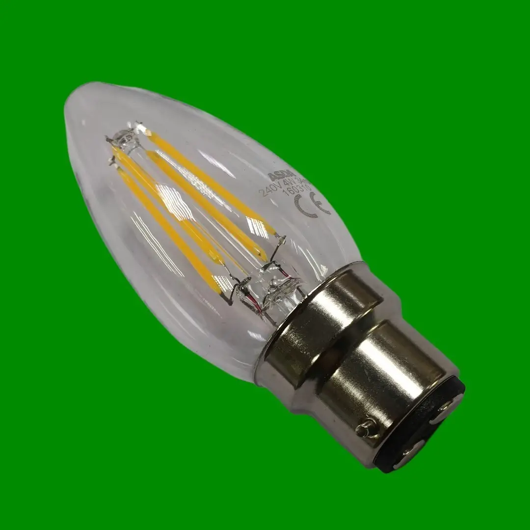 1x 4W LED ASDA Candle Light Bulb, Bayonet Cap BC B22 Warm White Lamp Instant On - image 3 | Free standard UK delivery included | Discount Quality Products