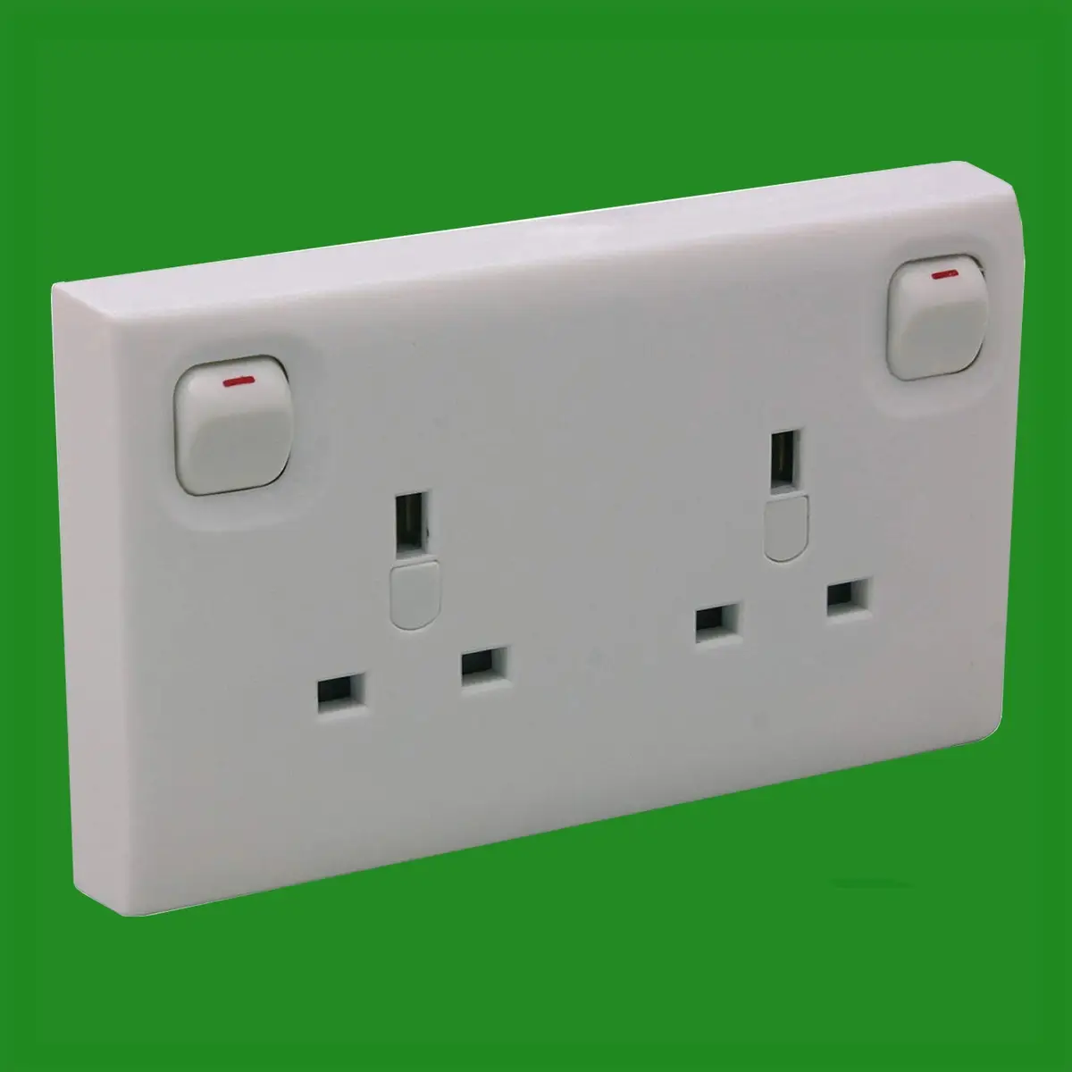 2x 1 To 2 Gang UK Mains Switch Wall Converter Socket Single - Double White 3 Pin - image 2 | Free standard UK delivery included | Discount Quality Products