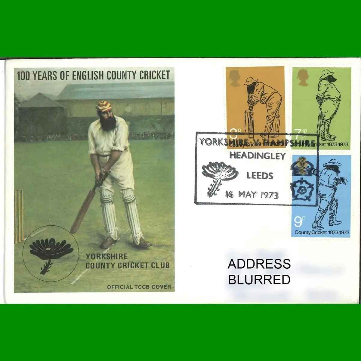 FDC County Cricket 1873-1973, Post Office First Day Cover Stamps, 16.5.1973