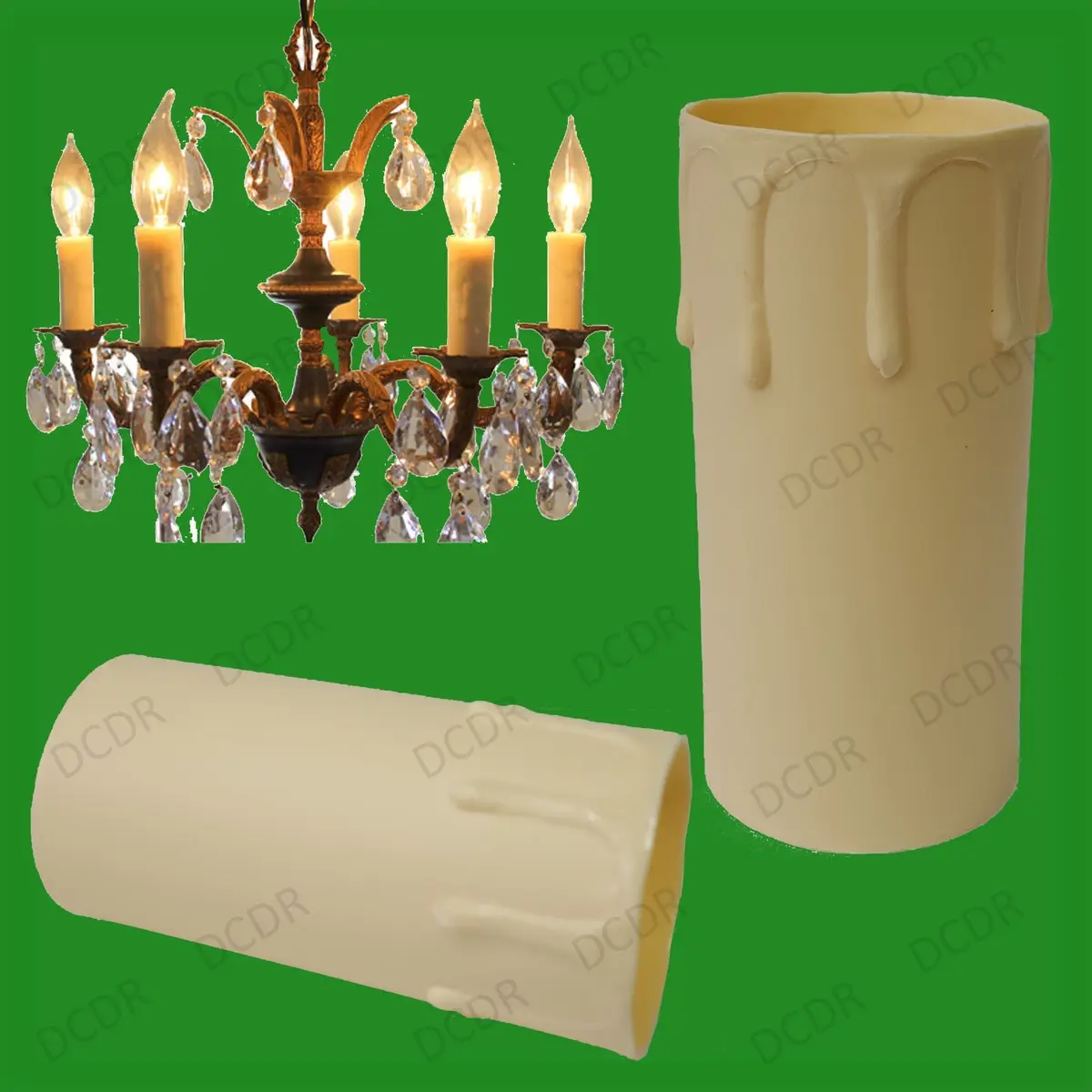 12x Ivory Drip Candle Wax Effect Chandelier Light Bulb Cover Sleeve 85mm x 40mm