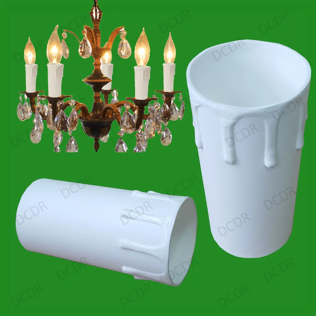 3X White Drip Candle Wax Effect Chandelier Light Bulb Cover Sleeve 85mm x 40mm