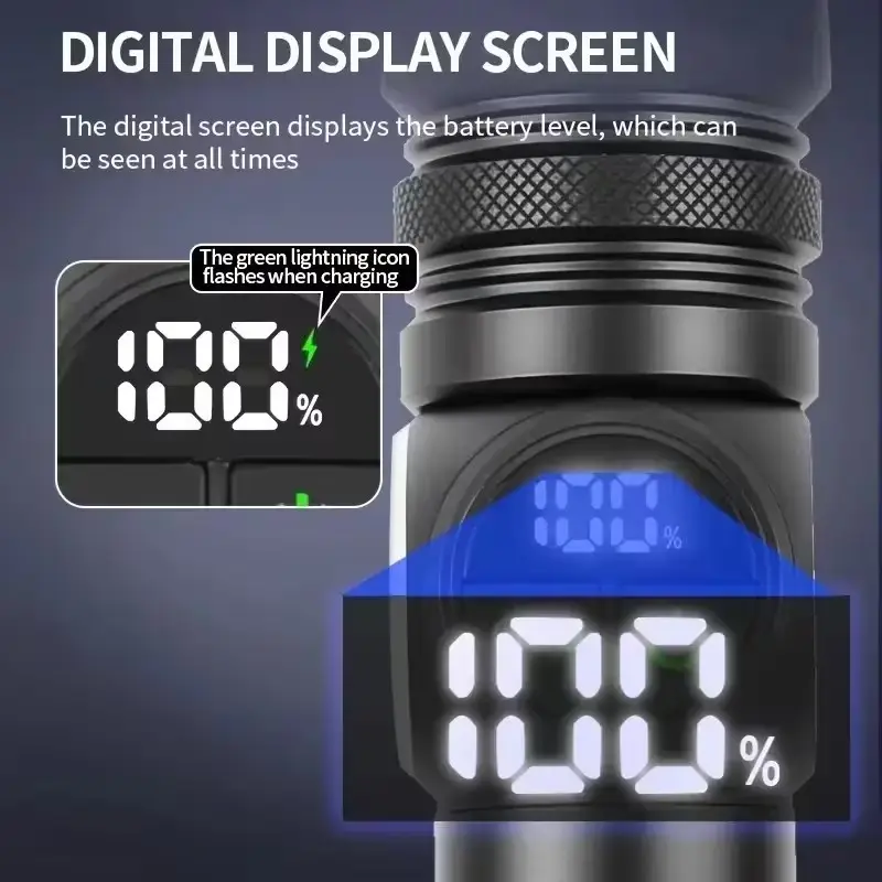 LED Flashlight Zoomable Torch USB Rechargeable, Indoor, Outdoor, Camping, Hiking