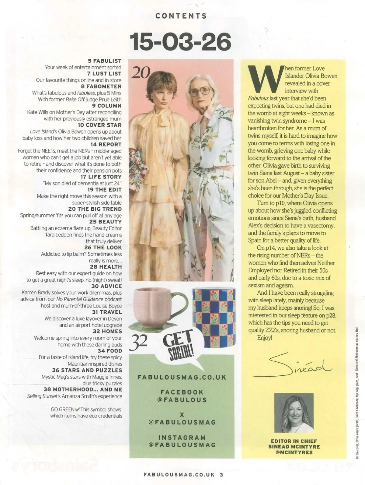 Fabulous Magazine: Olivia Bowen, Prue Leith, Amanza Smith, Fashion, 15.3.26 - image 3 | Free standard UK delivery included | Discount Quality Products