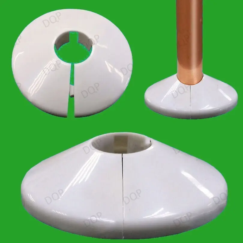 100x White Plastic Radiator Pipe Collars for 15mm Pipes Easy Fit Flooring Covers