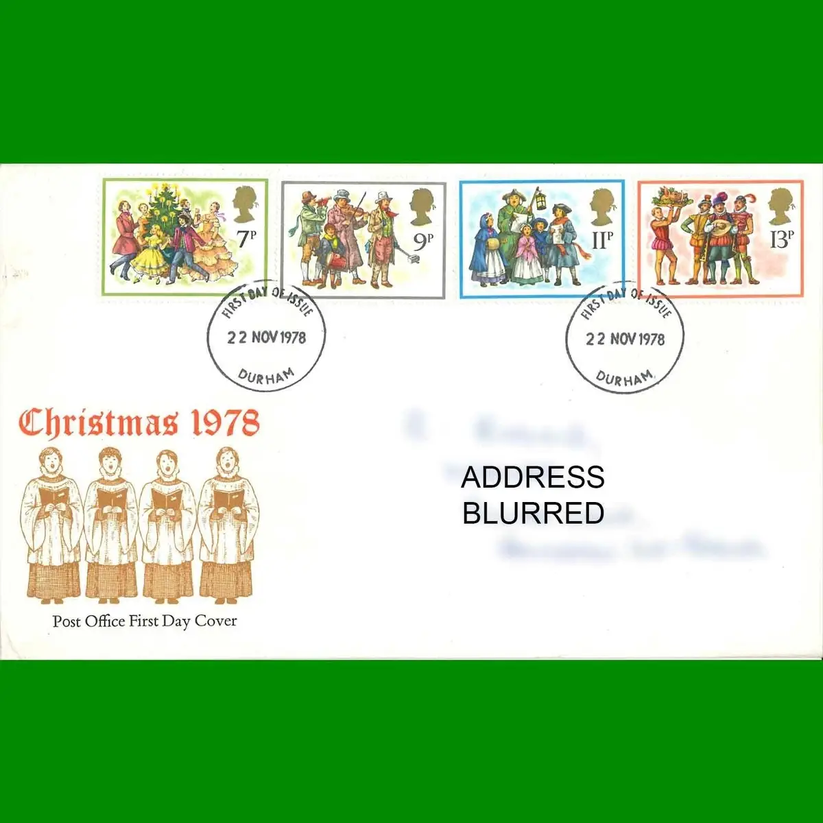 FDC Christmas 1978 Commemorative Post Office First Day Cover Stamps, 22.11.1978