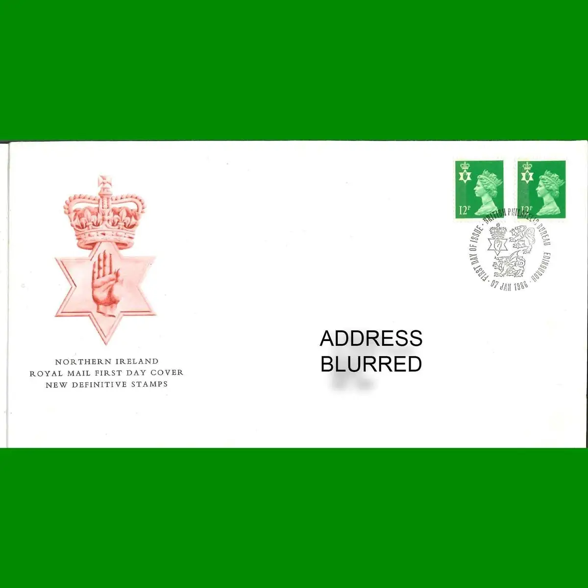 FDC Regional Definitive - Northern Ireland, First Day Cover Stamps, 7.1.1986