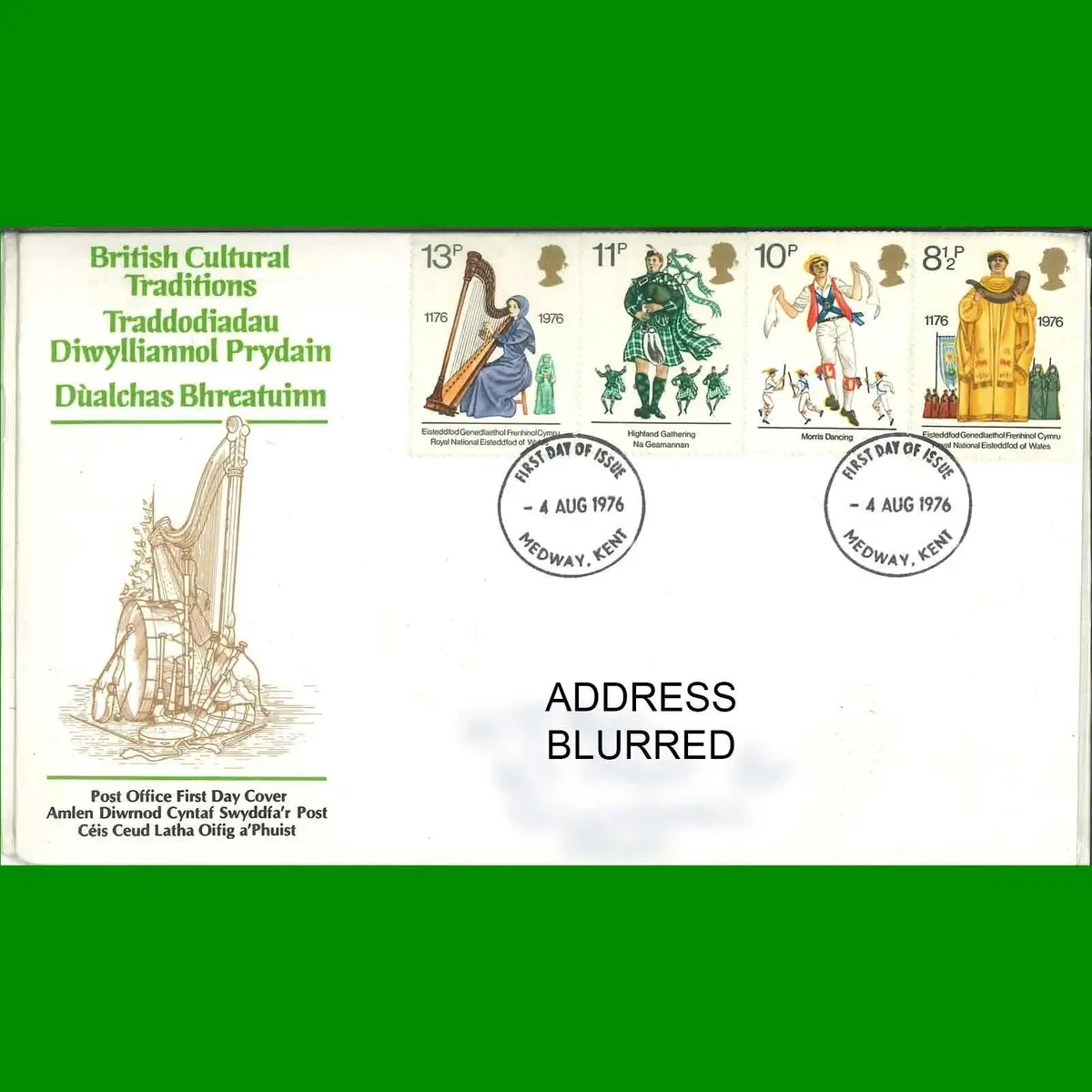 FDC British Cultural Traditions, Post Office First Day Cover Stamps, 4.8.1976
