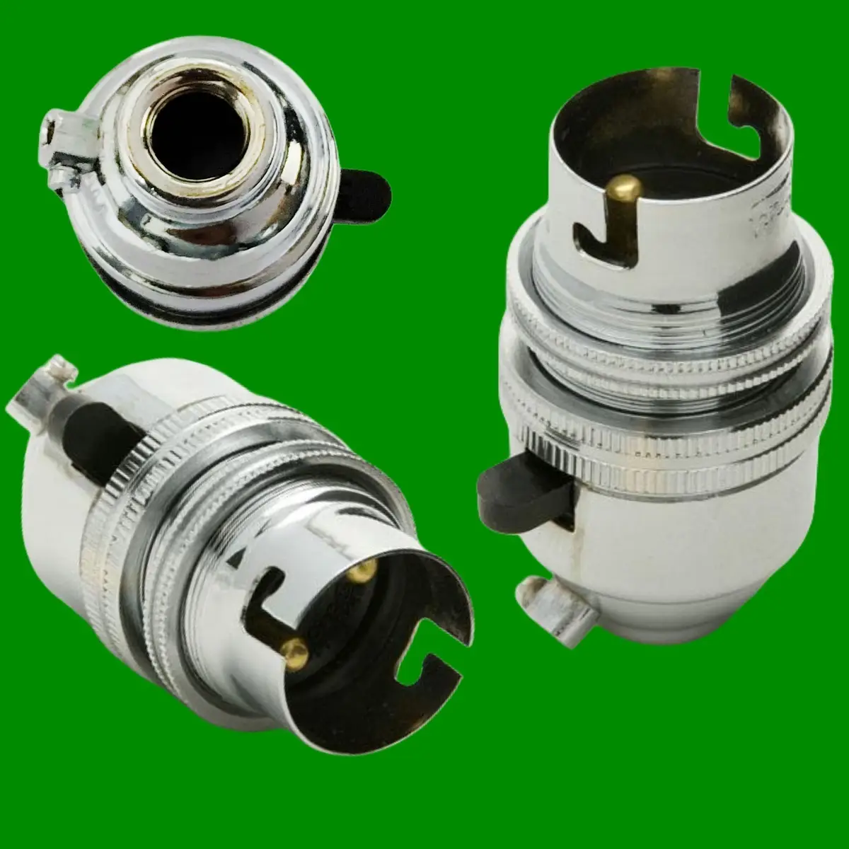 1x Chrome Bayonet Socket BC B22 M10 Entry Light Bulb Holder Switch, Shade Collar