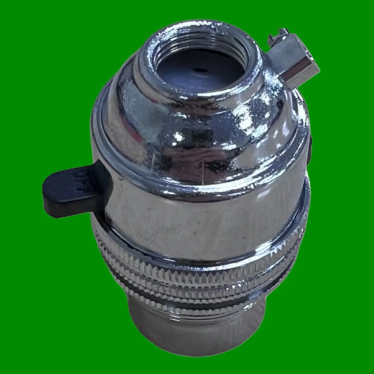 1x Chrome Bayonet Socket BC B22 M10 Entry Light Bulb Holder Switch, Shade Collar - image 4 | Free standard UK delivery included | Discount Quality Products