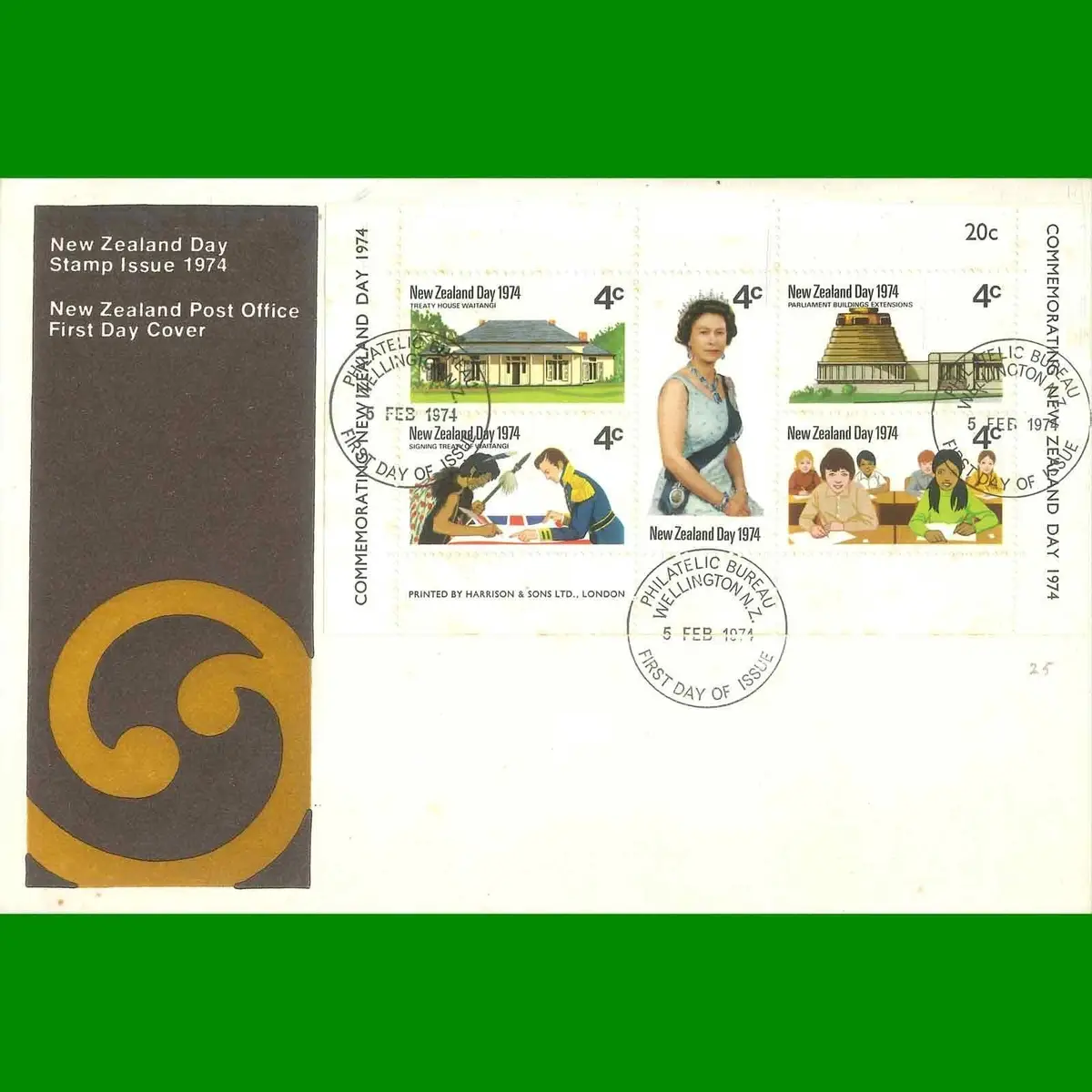 FDC New Zealand Day Commemorative Post Office First Day Cover Stamps, 5.2.1974