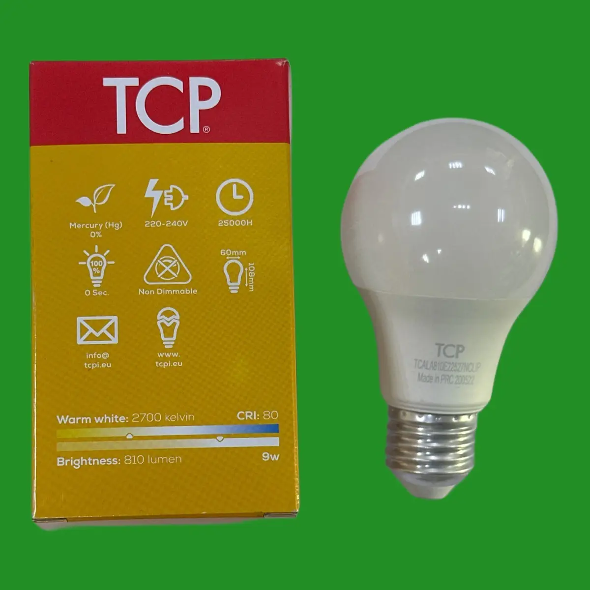 12x 9W (=60W) TCP LED GLS Light Bulbs ES E27 Edison Screw 2700K Warm White Lamp - image 2 | Free standard UK delivery included | Discount Quality Products