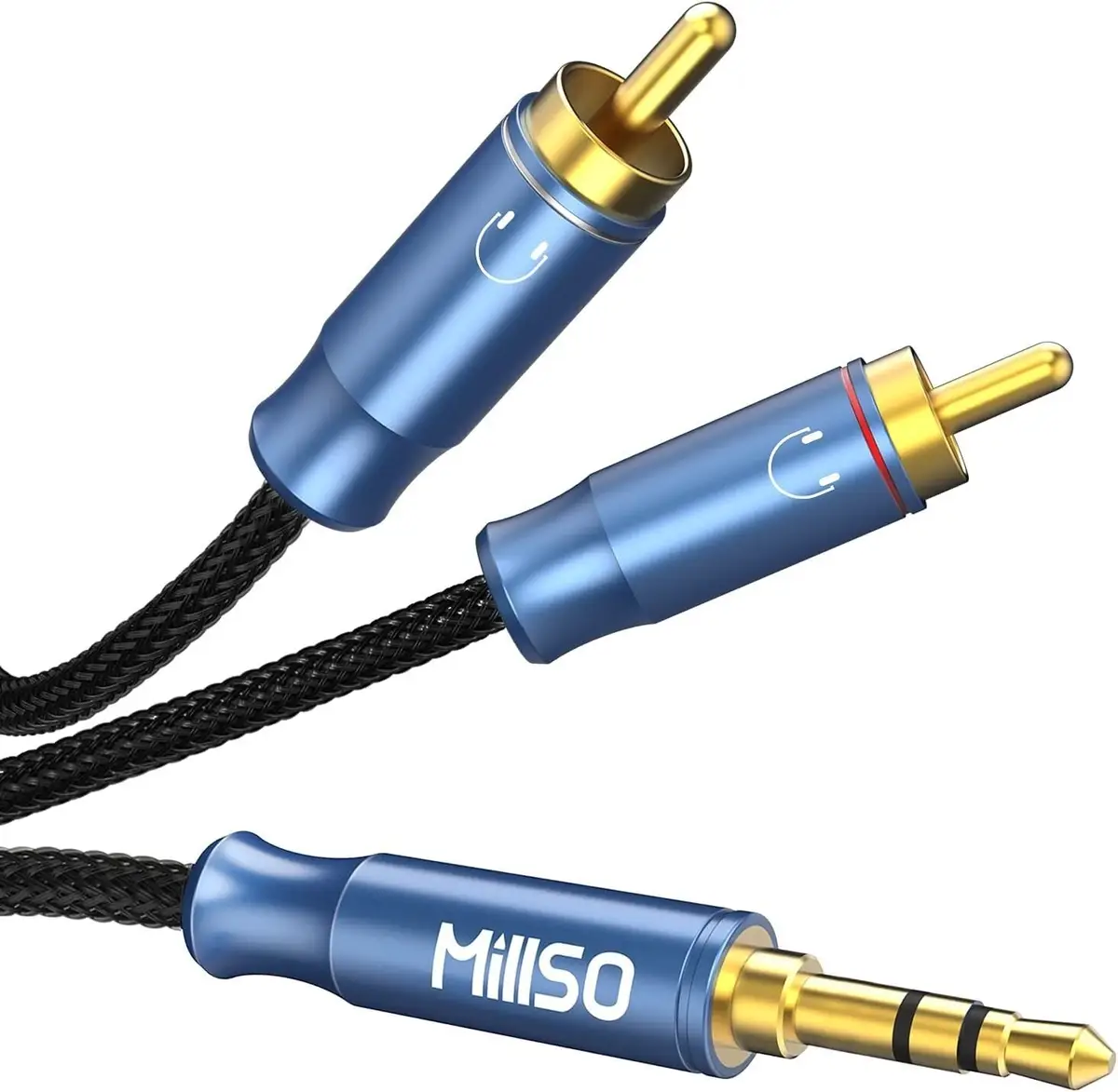 2.4m (8ft) 3.5mm AUX to 2 Male RCA Phono Plug Gold Plated Stereo Audio Cable - image 2 | Free standard UK delivery included | Discount Quality Products