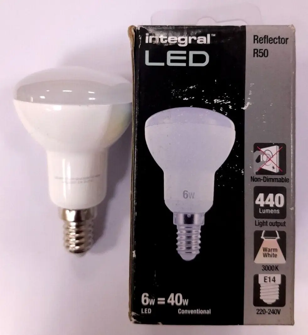 6W (=40W) R50 Reflector Spotlight LED E14 SES 3000K Small Screw Light Bulb Lamp