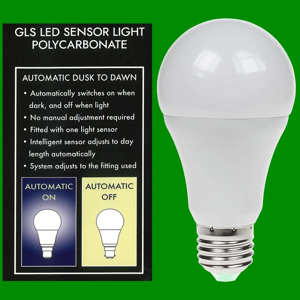 12x 6W LED GLS Dusk Till Dawn Sensor ES E27 Security Night Light Bulb 2700K Lamp - image 2 | Free standard UK delivery included | Discount Quality Products