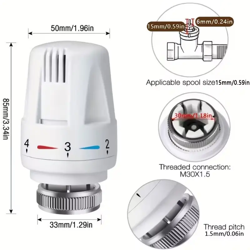 Thermostatic Radiator Valve Replacement Head, Heating System Temperature Control - image 7 | Free standard UK delivery included | Discount Quality Products