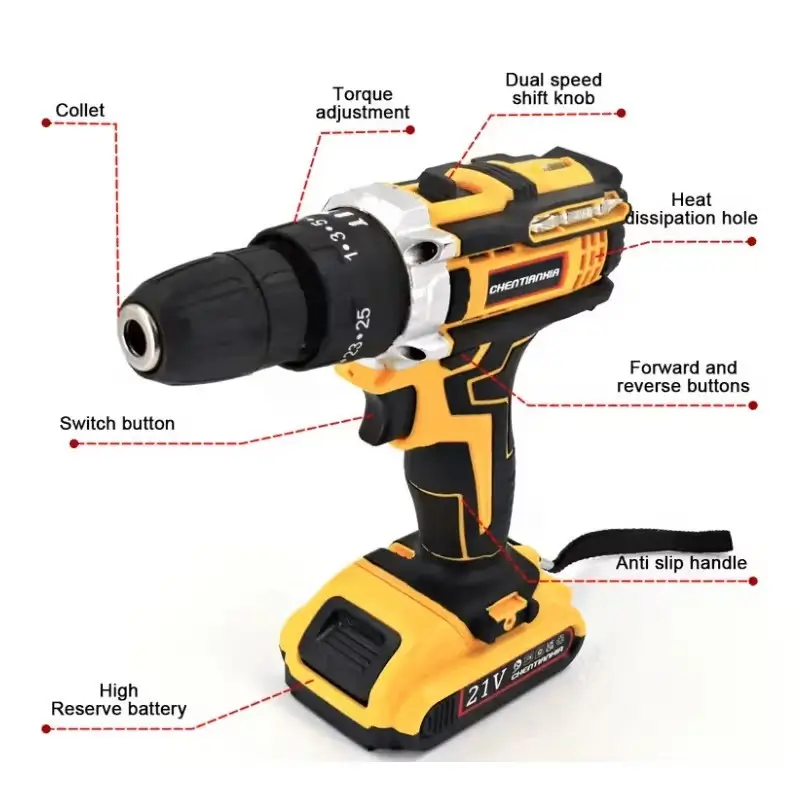 21V Brushless Cordless Hammer Drill Set – 3/8" Chuck Drill Driver, 2 Batteries - image 2 | Free standard UK delivery included | Discount Quality Products