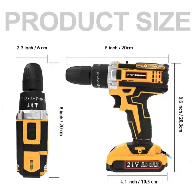 21V Brushless Cordless Hammer Drill Set – 3/8" Chuck Drill Driver, 2 Batteries - image 3 | Free standard UK delivery included | Discount Quality Products