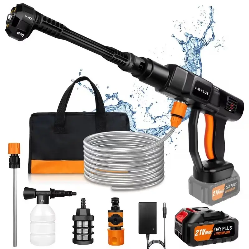 Cordless High-Pressure Washer 45 Bar, 6-in-1 Nozzle, 5m Hose, Battery Included