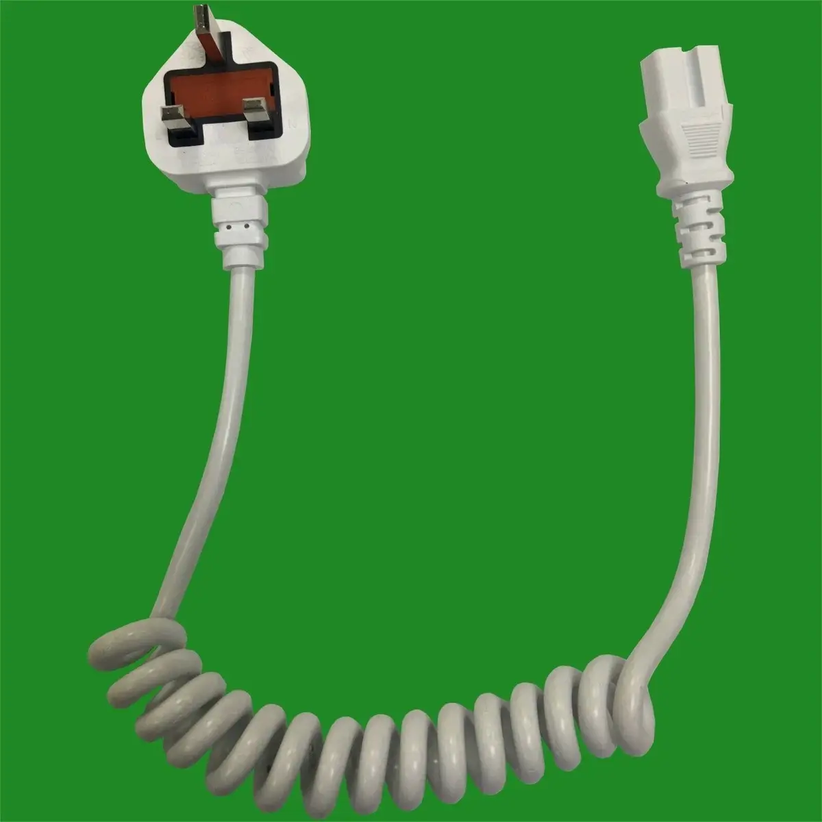 1m 3 Pin UK Mains Power Cable IEC C15 Curly Kettle Lead, Max Pin Temp 120 Deg