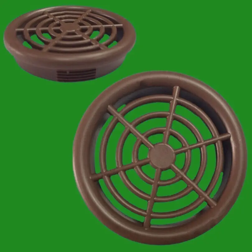 100x Brown Roof Soffit Round Air Vents Eaves 48mm Grille 44mm Hole Ventilation