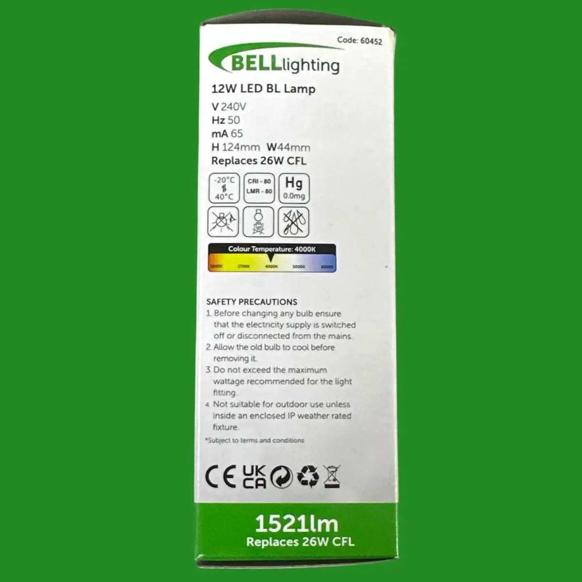 12W (=26W) BELL LED G24D & GX24Q, 2 & 4 Pin, BL PL Light Bulb, 4000K Cool White - image 6 | Free standard UK delivery included | Discount Quality Products