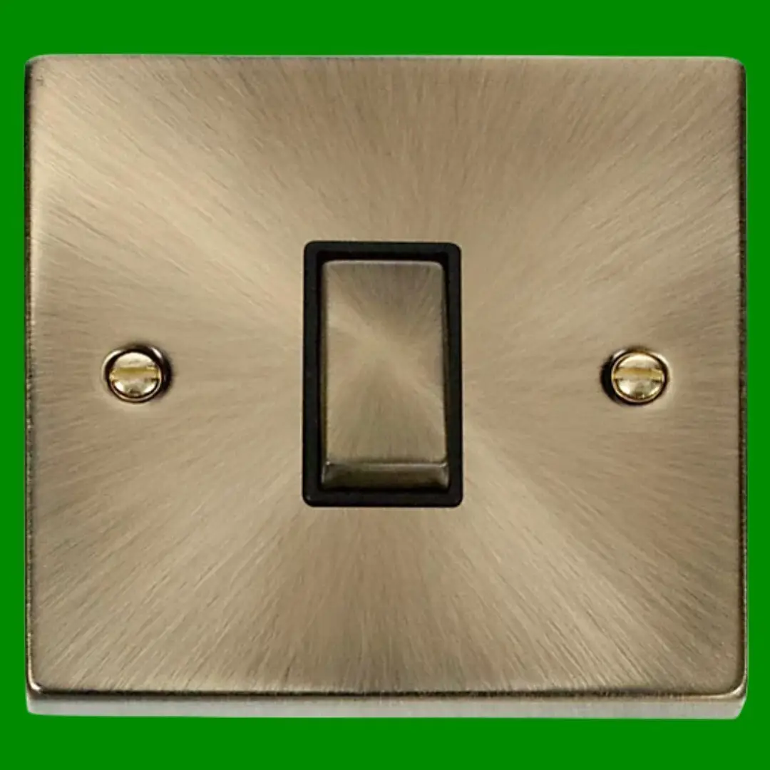 1 Gang 2 Way Victorian Antique Brass Ingot 10AX Light Plate Switch VPAB411BK