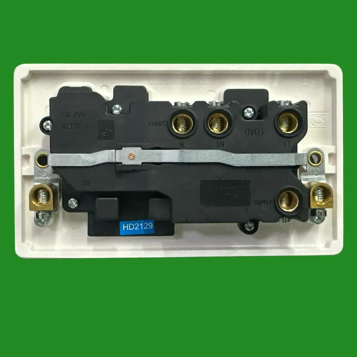MK 2 Gang, 45A Cooker Control Switch & 13A UK Mains Socket Neon White Round Edge - image 2 | Free standard UK delivery included | Discount Quality Products
