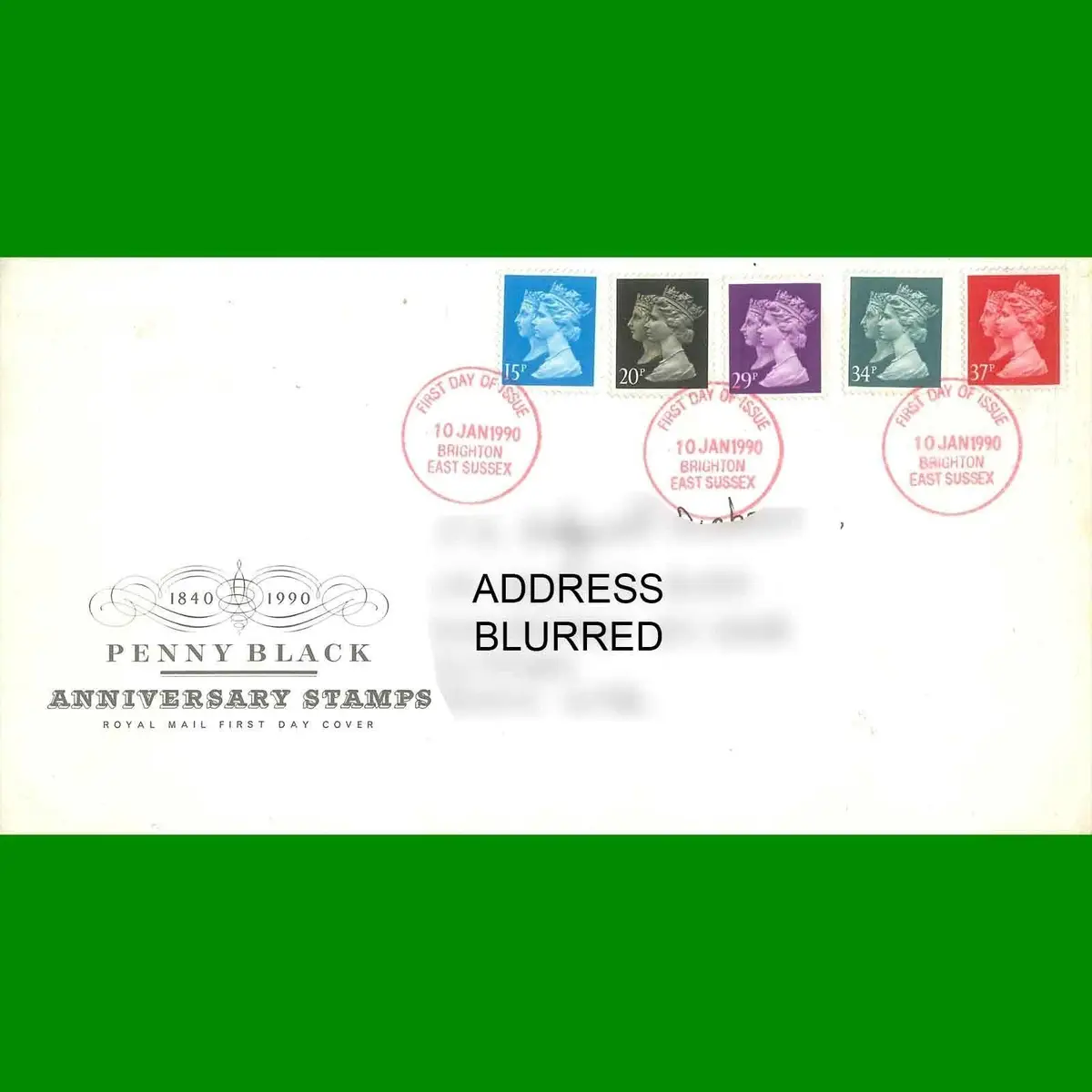 FDC Penny Black Anniversary Commemorative Royal Mail First Day Cover, 10.1.1990
